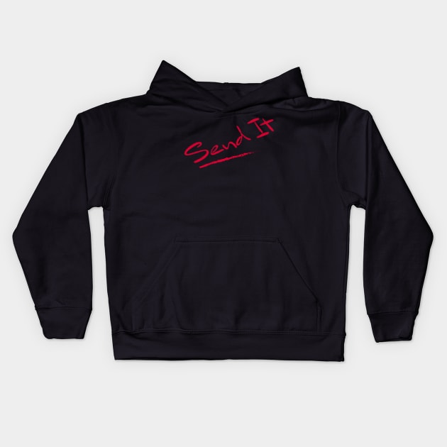 Casual "Send It" slogan Kids Hoodie by MultistorieDog